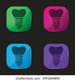 Artificial four color glass button icon