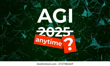 Inteligencia General Artificial Concepto AGI 2025 con antecedentes de redes digitales y pregunta sobre el futuro desarrollo de la IA