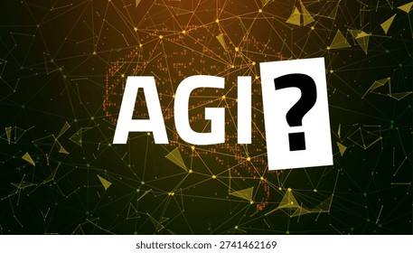 Artificial General Intelligence AGI 2025 Concept with Digital Network Background and Question of Future AI Development Timeline
