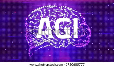 Artificial General Intelligence AGI Concept with Radiating Digital Network and Futuristic Data Visualization Background