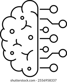 Artificial General Intelligence icon. Neural connections with brain icon. Ideal for AI projects. Simple Black outline