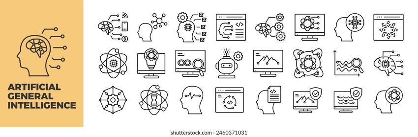 Artificial General Intelligence Icon Set For Design Elements	