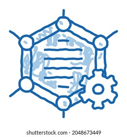Vector de iconos de la tecnología de dibujo gráfico artificial. Dibujo de la línea de doodle azul dibujado a mano ilustración de símbolo aislado