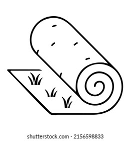 Artificial grass roll icon. Lawn roll representation. Vector illustration of rolled lawn real grass. 