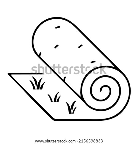 Artificial grass roll icon. Lawn roll representation. Vector illustration of rolled lawn real grass. 