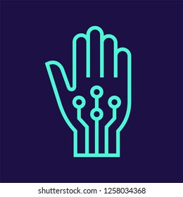 Artificial hand line vector icon