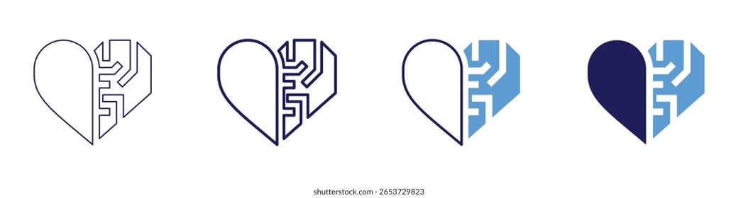 Artificial heart icon in 4 different styles. Thin Line, Line, Bold Line, Duotone. Duotone style. Editable stroke.