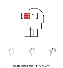 Artificial, Human, Man, Head Bold and thin black line icon set. Vector Icon Template background