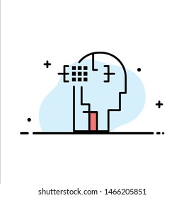 Artificial, Human, Man, Head  Business Flat Line Filled Icon Vector Banner Template. Vector Icon Template background