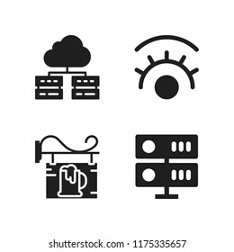 artificial icon. 4 artificial vector icons set. server, eyelash and signage icons for web and design about artificial theme