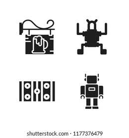 artificial icon. 4 artificial vector icons set. robot, signage and hockey pitch icons for web and design about artificial theme