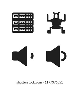 artificial icon. 4 artificial vector icons set. server, robot and volume icons for web and design about artificial theme