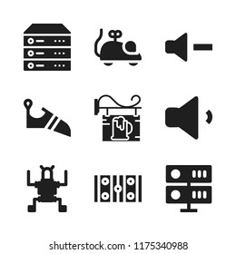 artificial icon. 9 artificial vector icons set. mouse toy, hockey pitch and server icons for web and design about artificial theme