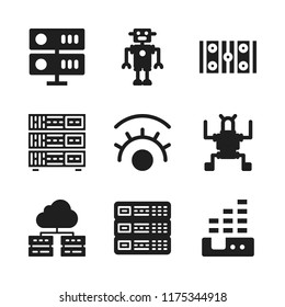 artificial icon. 9 artificial vector icons set. robot, server and hockey pitch icons for web and design about artificial theme
