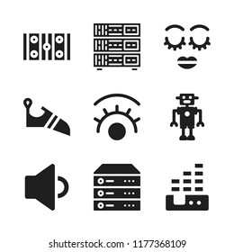 artificial icon. 9 artificial vector icons set. eyelash, hockey pitch and volume icons for web and design about artificial theme