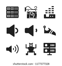 artificial icon. 9 artificial vector icons set. robot, server and volume icons for web and design about artificial theme