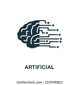Künstliche Ikone. Einfarbiges Symbol für intelligente Technologie für Vorlagen, Webdesign und Infografiken