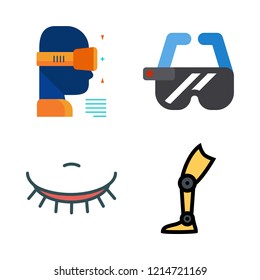 artificial icon set. vector set about ar glasses, eyelash and prothesis icons set.