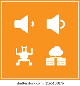 artificial icon. This set with robot, volume and server vector icons for mobile and web