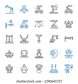 artificial icons set. Collection of artificial with robot, industrial robot, artificial intelligence. Editable and scalable icons.