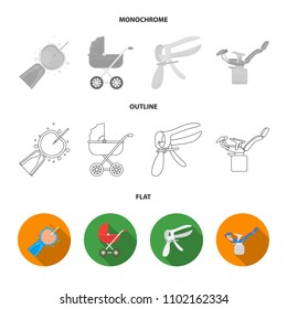 Artificial insemination, baby carriage, instrument, gynecological chair. Pregnancy set collection icons in flat,outline,monochrome style vector symbol stock illustration web.