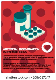 Artificial insemination color isometric poster
