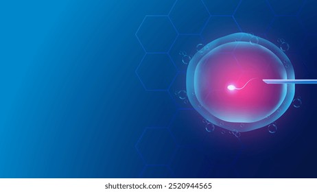 Fondo de tecnología humana de inseminación artificial Vector azul editable