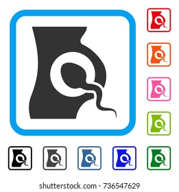 Artificial Insemination icon. Flat gray iconic symbol in a light blue rounded frame. Black, gray, green, blue, red, orange color versions of Artificial Insemination vector.