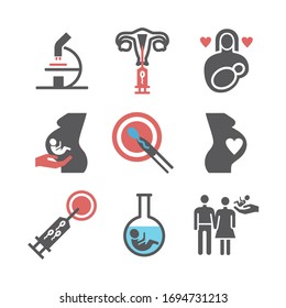 Artificial insemination icons set. Vector signs for web graphics