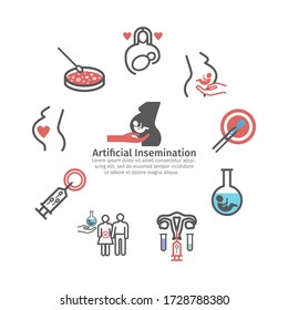 Artificial insemination line icons set. Banner. Vector signs for web graphics