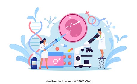 Artificial insemination and Reproductology. In vitro fertilization concept. Human fertility, biological material research for reproductive health. Pregnancy monitoring. Infertility treatment