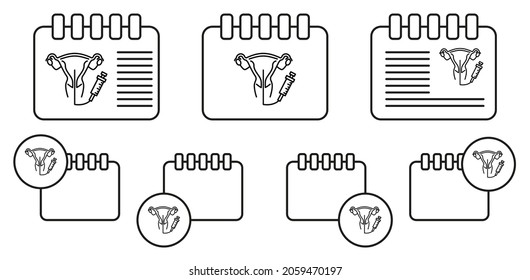 Artificial insemination, uterus vector icon in calender set illustration for ui and ux, website or mobile application