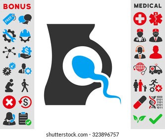 Artificial Insemination vector icon. Style is bicolor flat symbol, blue and gray colors, rounded angles, white background.