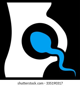 Artificial Insemination vector icon. Style is bicolor flat symbol, blue and white colors, rounded angles, black background.