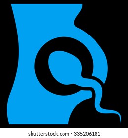 Artificial Insemination vector icon. Style is flat symbol, blue color, rounded angles, black background.