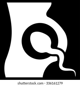 Artificial Insemination vector icon. Style is flat symbol, white color, rounded angles, black background.