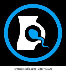 Artificial Insemination vector icon. Style is bicolor flat rounded symbol, blue and white colors, rounded angles, black background.