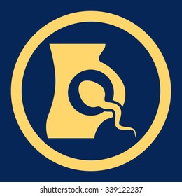 Artificial Insemination vector icon. Style is flat rounded symbol, yellow color, rounded angles, blue background.