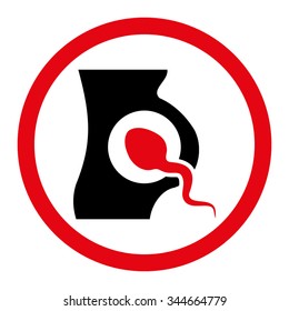Artificial Insemination vector icon. Style is bicolor flat rounded symbol, intensive red and black colors, rounded angles, white background.