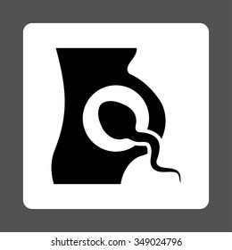 Artificial Insemination vector icon. Style is flat rounded square button, black and white colors, gray background.