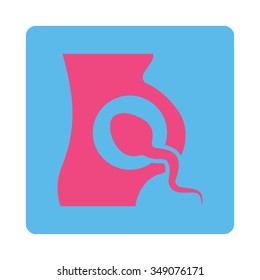Artificial Insemination vector icon. Style is flat rounded square button, pink and blue colors, white background.