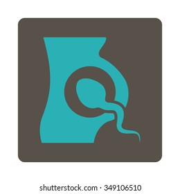 Artificial Insemination vector icon. Style is flat rounded square button, cyan and grey colors, white background.