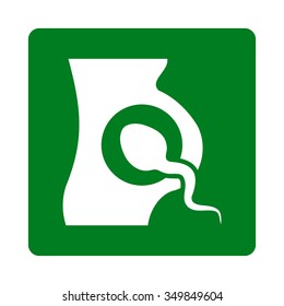 Artificial Insemination vector icon. Style is flat rounded square button, white and green colors, white background.