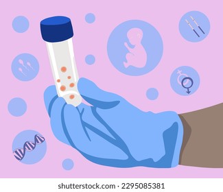 Artificial insemination vector isolated illustration. Egg freezing. Delayed motherhood. Egg donation.