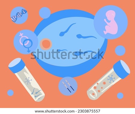 Artificial insemination vector isolated illustration. Freezing of eggs and sperm. Egg donation. Sperm donation.