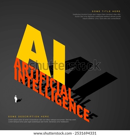 Artificial inteligence conceptual illustration in fresh modern style with place for your content. AI artificial inteligence banner header social media template on dark background