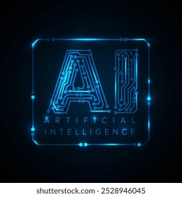 Ilustración conceptual de inteligencia artificial en estilo moderno fresco con lugar para su contenido. AI Anuncio de inteligencia artificial encabezado Plantilla de redes sociales