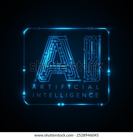Artificial inteligence conceptual ilustration in fresh modern style with place for your content. AI artificial inteligence banner header social media template