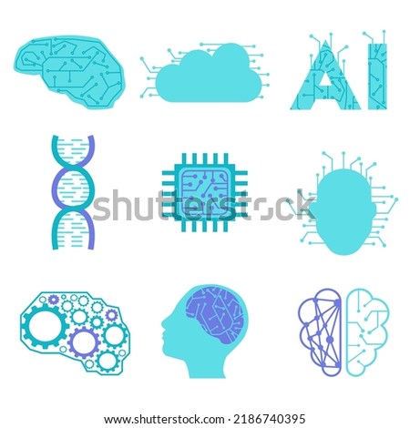 artificial inteligence icon collection suitable for technology illustration
