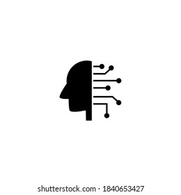 Artificial inteligence icon. Internet of things icon. Simple, flat, black, glyph.